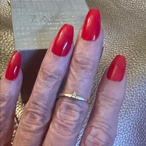 Pyramid CZ Gold Diamond Accent Ring